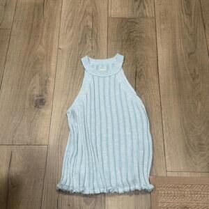 Pilcro Light Blue Ribbed Knit Sleeveless Top, Size M